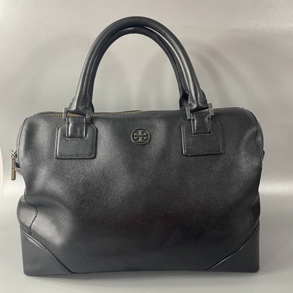 Tory Burch Handbags - Tory Burch Black Textured Leather "Robinson" Satchel